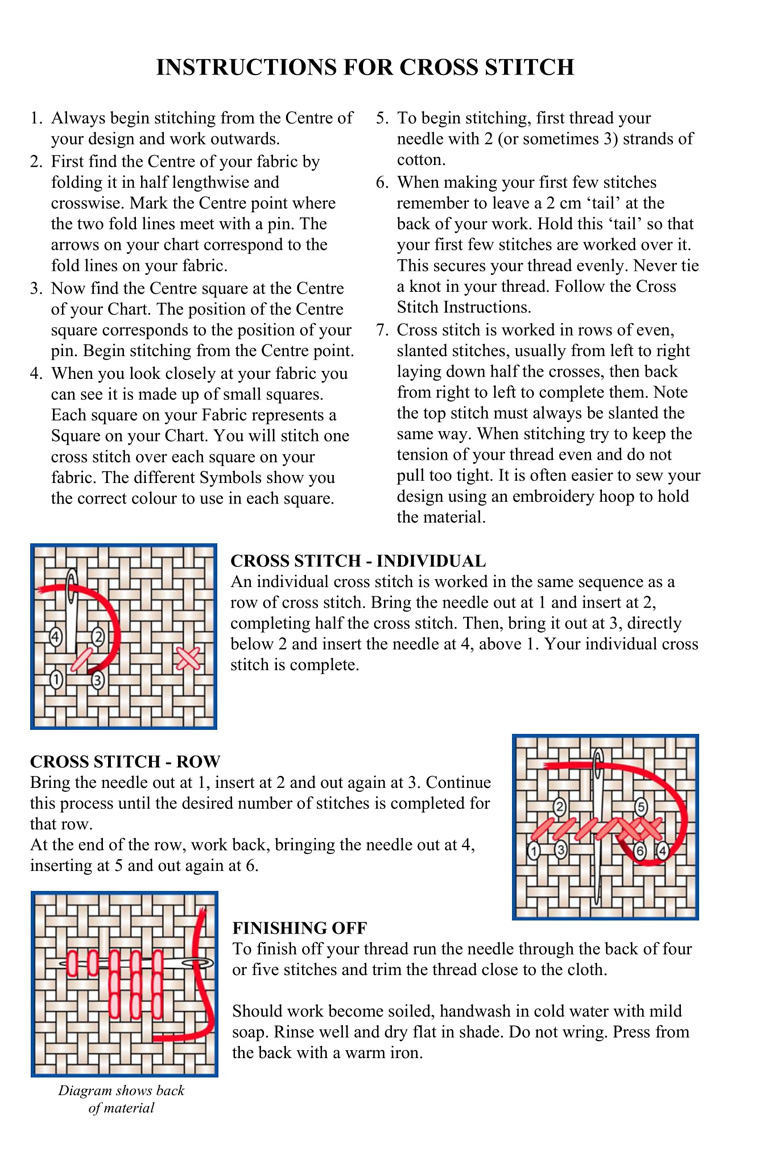 Instructions For Cross Stitch 1