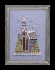 Little Snowy Lavender Church - Cross Stitch Pattern