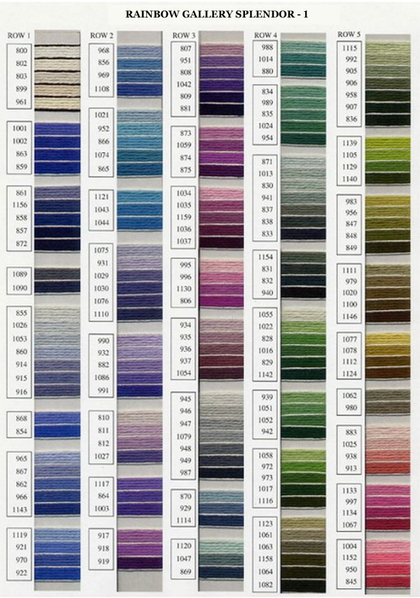 Rainbow Gallery Splendor Color Chart 1