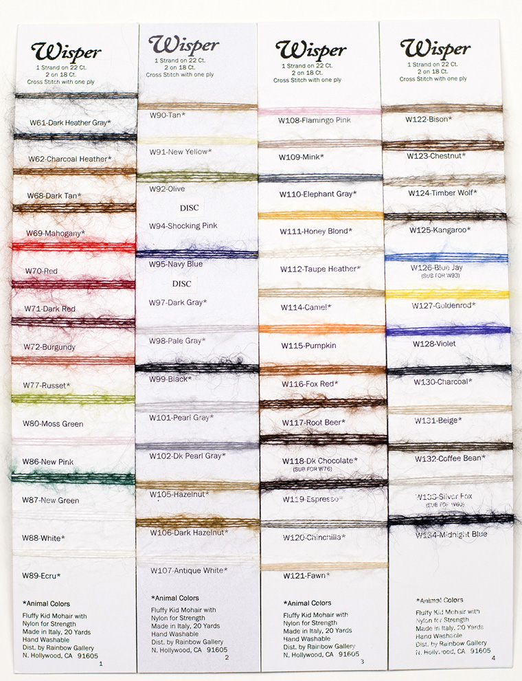 Rainbow Gallery Wisper Color Chart